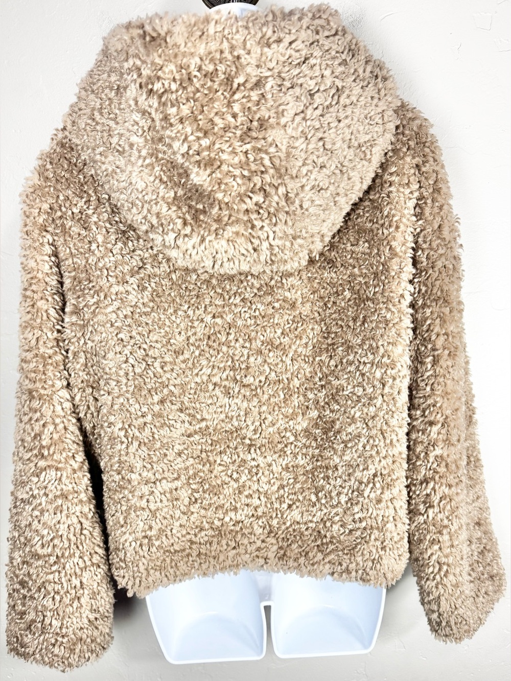 Galita Cozy Khaki Teddy Toggle Jacket with Hood Size Small - Picture 4 of 14